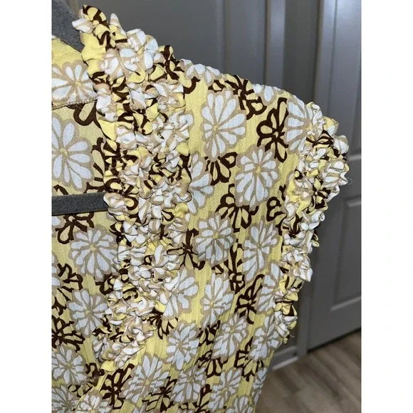 Retro Sunny Leigh Y2K Floral Ruffle V-Neck Sleeveless Top Boho Women's Size M - Picture 6 of 14